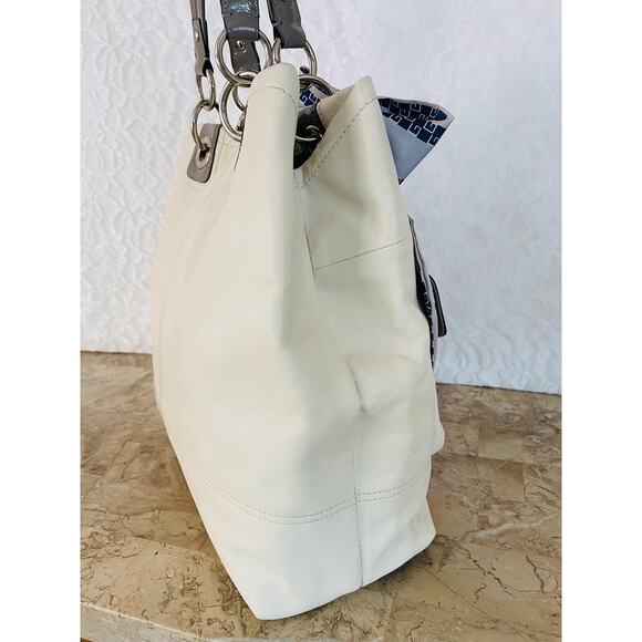 Coach penelope F18890 white gray Leather large Satchel BAG shoulder bag tote - Picture 5 of 10